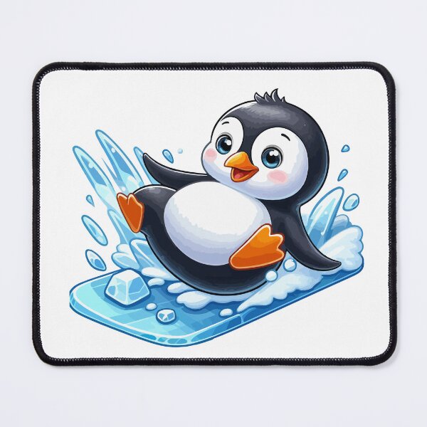 Item preview, Cute Baby Penguin Sliding on Ice Cartoon Illustration designed and sold by HesselKelvin.