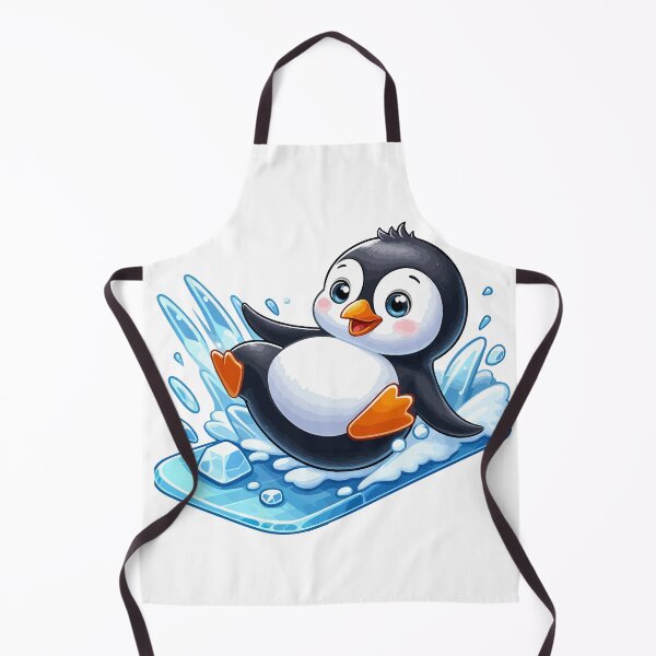 Item preview, Cute Baby Penguin Sliding on Ice Cartoon Illustration designed and sold by HesselKelvin.