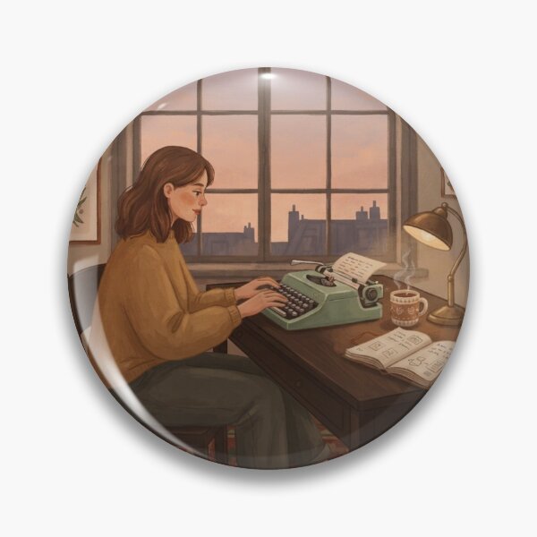 Item preview, Retro Writing Desk, Cozy Author Workspace Flat Art designed and sold by BlareBlare.