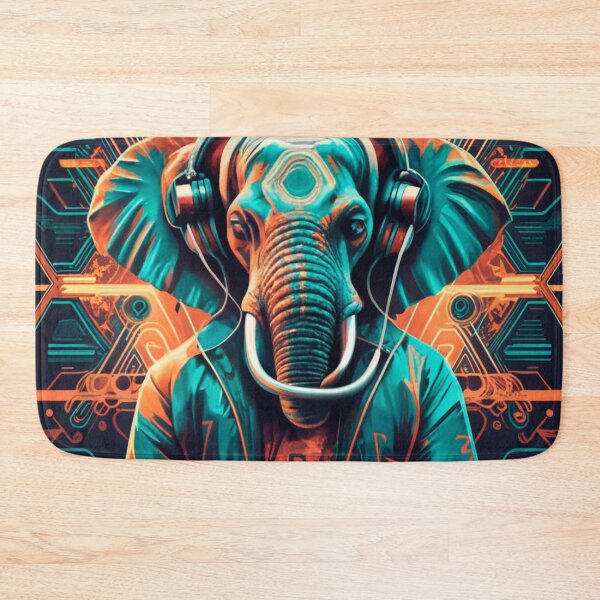 Item preview, Cyberpunk Elephant DJ - Futuristic Synthwave Music Art designed and sold by Outlet Raloel.