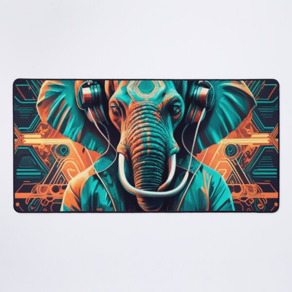 Item preview, Cyberpunk Elephant DJ - Futuristic Synthwave Music Art designed and sold by Outlet Raloel.