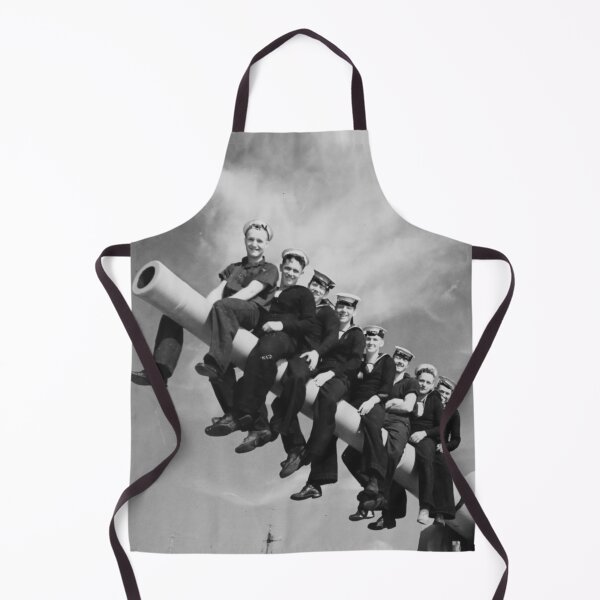 Item preview, Hilarious Seamen on a Naval Gun WWII vintage funny humorous black and white photograph designed and sold by Astrid Arkhangelsky.