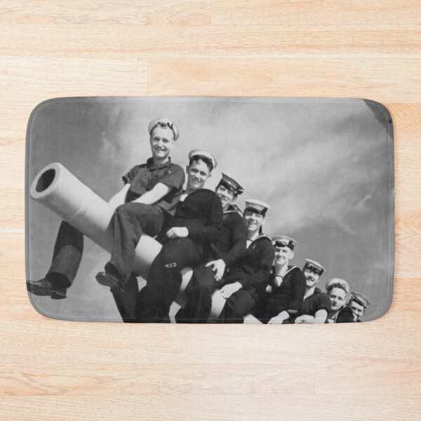 Item preview, Hilarious Seamen on a Naval Gun WWII vintage funny humorous black and white photograph designed and sold by Astrid Arkhangelsky.