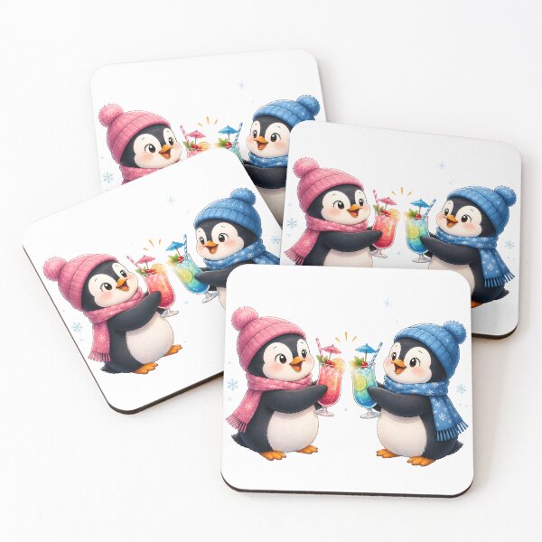 Item preview, Cute Penguin Mocktail Date Cozy Winter Illustration designed and sold by NakottaFashion.