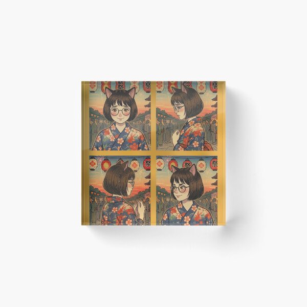 Item preview, Festive Whispers: The Cat-Eared Girl in Kimono designed and sold by Komatoya.