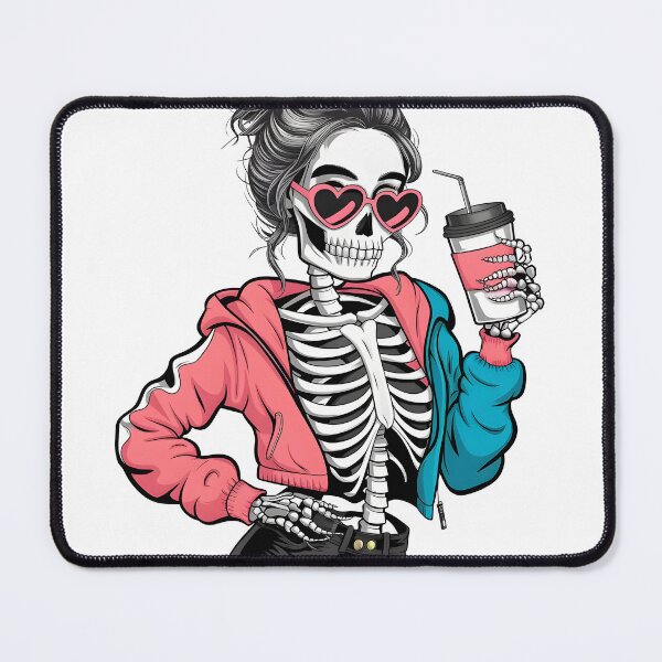 Item preview, Skeleton Girl Drinking Coffee designed and sold by BobaTeeStore.