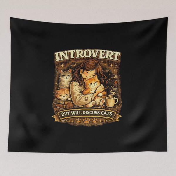 Item preview, Introvert But Will Discuss Cats designed and sold by RetroPlus.