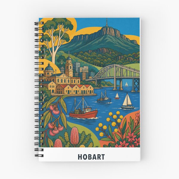 Item preview, Hobart Kunanyi Tasman Bridge Harbour and Native Flora designed and sold by Print My Town.