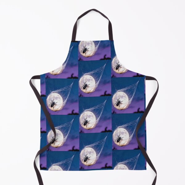 Item preview, Cute Black Spider Resting on a Moon Cobweb Funny Halloween Cartoon Design designed and sold by OksArtStudio.