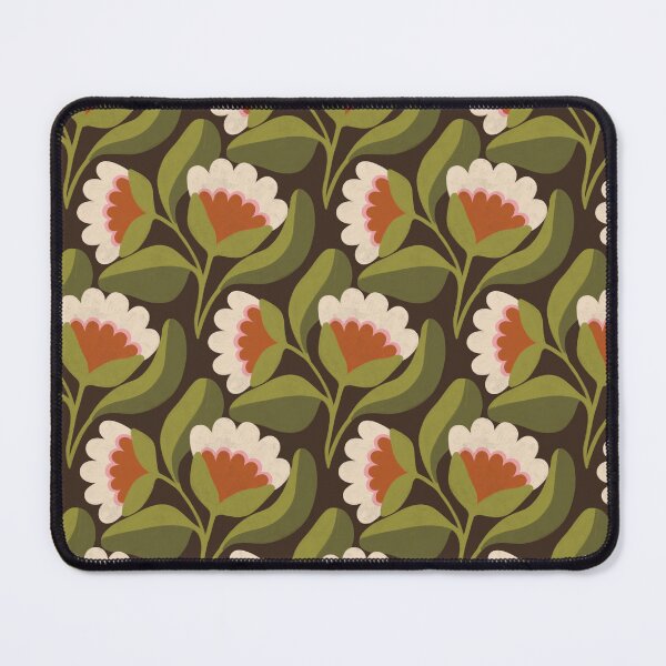 Item preview, Flowing Folk Floral Pattern in Chocolate Brown & Olive Green designed and sold by Illustrated by Nat.