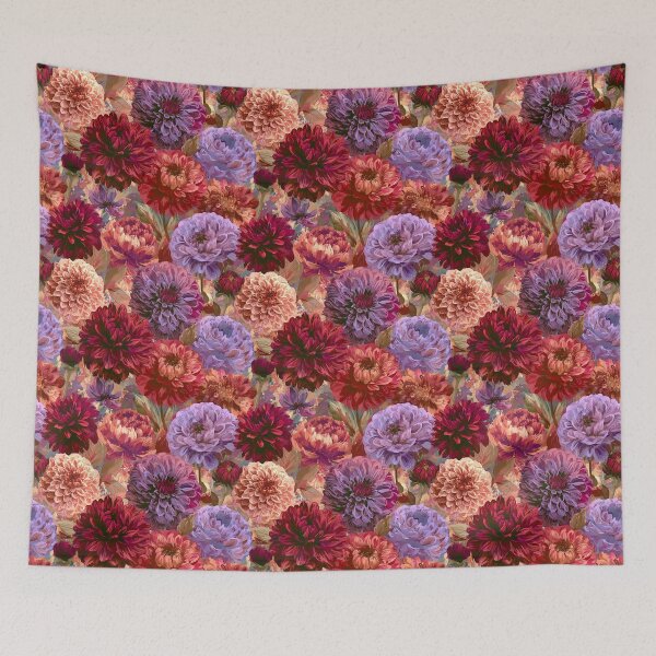 Item preview, Artistic Dahlias Print  - Birth Flower Pattern  - Retirement Gifts for Mom designed and sold by RoyalStarsPatts.