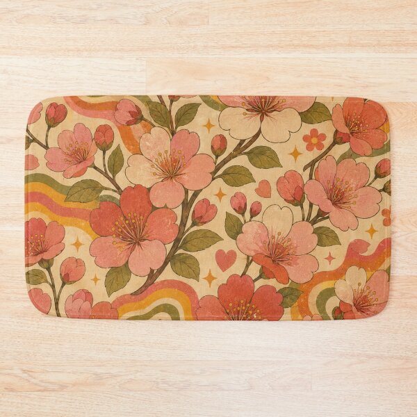 Artikelvorschau, Verspielte Kirschblüten – Vintage-Blumenmuster aus den 70er Jahren entworfen und verkauft von MarekoraStudio.