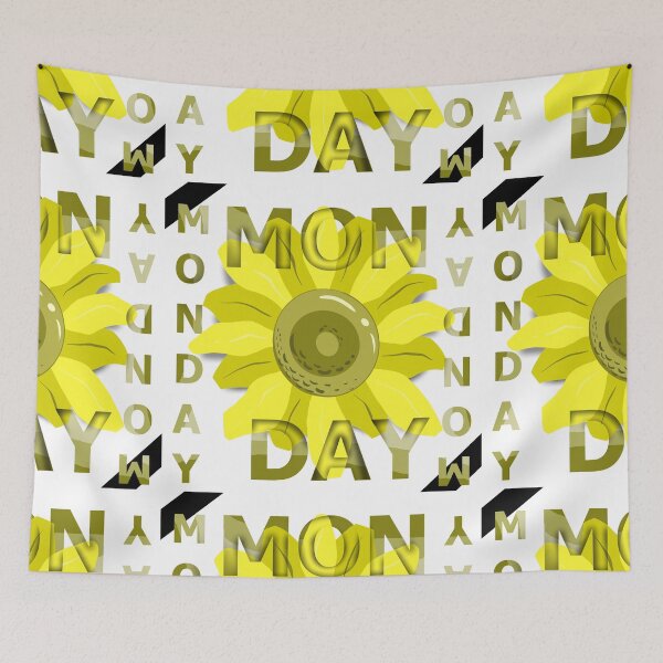 Item preview, A painting of yellow flowers with Monday lettering designed and sold by ONI-Mark.