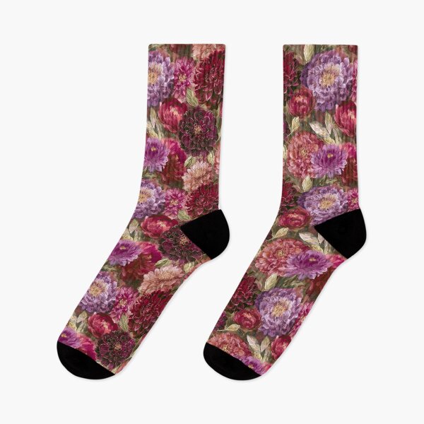 Item preview, Edgy Dahlias Print  - Retro Flower Floral  - Secret Santa Gifts designed and sold by RoyalStarsPatts.
