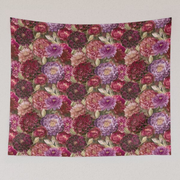 Item preview, Edgy Dahlias Print  - Retro Flower Floral  - Secret Santa Gifts designed and sold by RoyalStarsPatts.