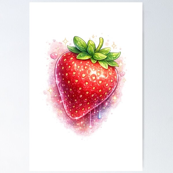 Aperçu de l'œuvre Strawberry | Cute Fruit Typography Design créée et vendue par VasiArtLab.