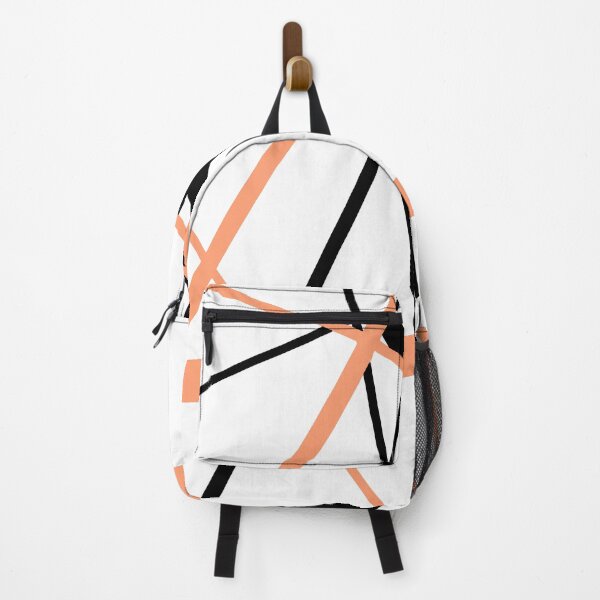 Item preview, Cool Peach-Orange Diagonal Lines Black Accents designed and sold by taiche.