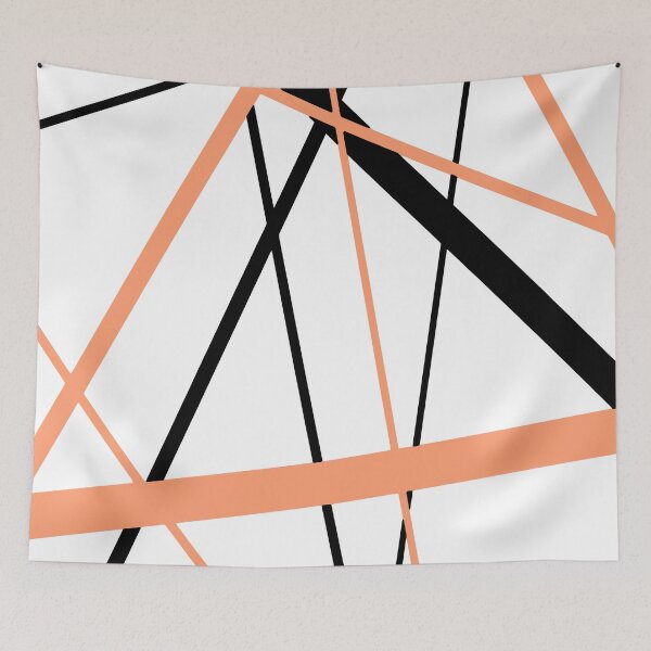 Item preview, Cool Peach-Orange Diagonal Lines Black Accents designed and sold by taiche.