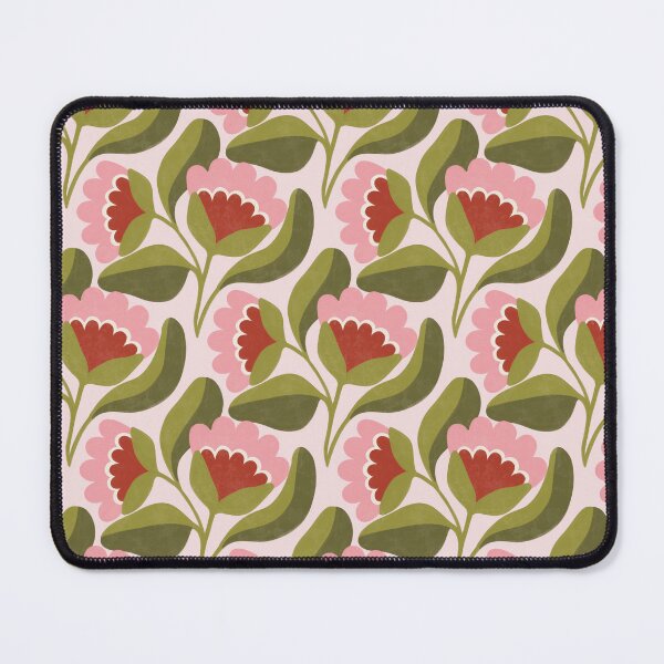 Item preview, Flowing Folk Floral Pattern in Pastel Pink & Olive Green designed and sold by Illustrated by Nat.