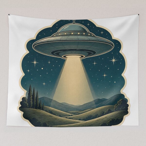 Item preview, Aliencore Retro UFO Take Me With You Celestial Graphic designed and sold by StickyGuys.