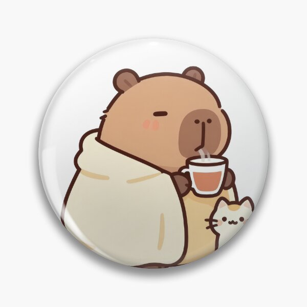 Item preview, Cozy Capybara Drinking Coffee With Cat designed and sold by kamilx953.