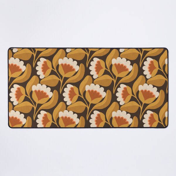 Item preview, Flowing Folk Floral Pattern in Chocolate Brown & Mustard Yellow designed and sold by Illustrated by Nat.