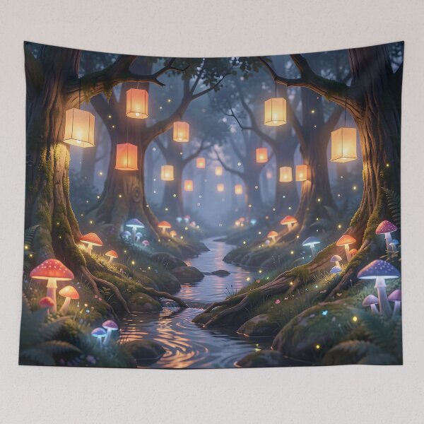 Item preview, Paper Lanterns Hanging in Mystical Forest designed and sold by Fanta-sticky.