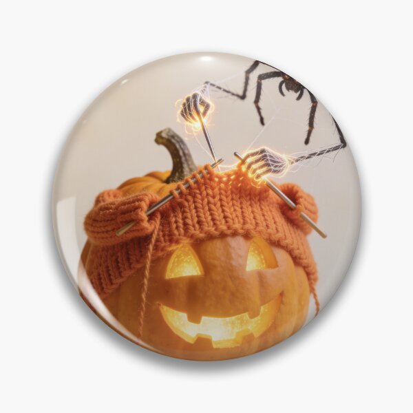 Item preview, Cute Black Spider Knitting a Cozy Knit Hat for a Jack O' Lantern designed and sold by OksArtStudio.