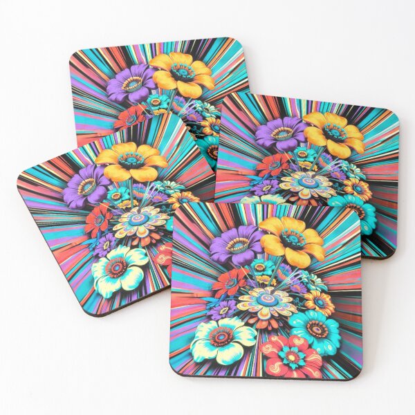 Item preview, Psychedelic Flower Pop Burst - Neon Abstract Botanical Art designed and sold by Nexus Space.