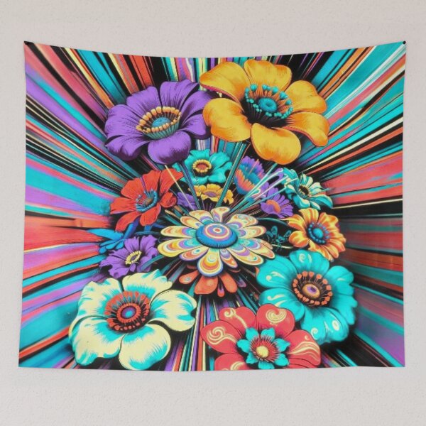 Item preview, Psychedelic Flower Pop Burst - Neon Abstract Botanical Art designed and sold by Nexus Space.