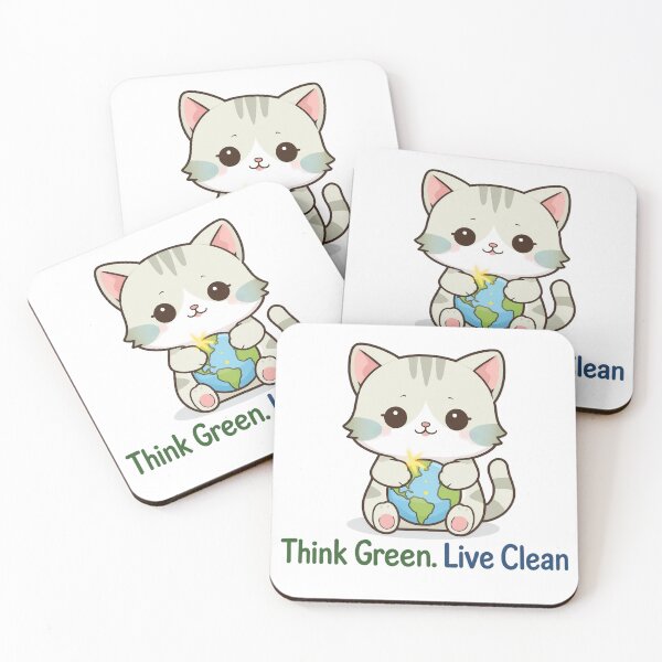 Item preview, Earth Hugger Cat | Cute Chibi Kitten Holding Planet | Kawaii Eco Art designed and sold by MurkCraft.