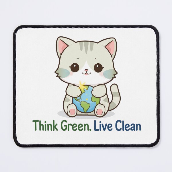 Item preview, Earth Hugger Cat | Cute Chibi Kitten Holding Planet | Kawaii Eco Art designed and sold by MurkCraft.