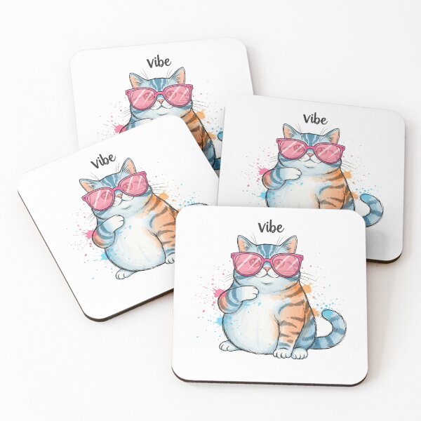 Item preview, Funny Watercolor Vibe Cat Meme with Sunglasses designed and sold by Bangcen.