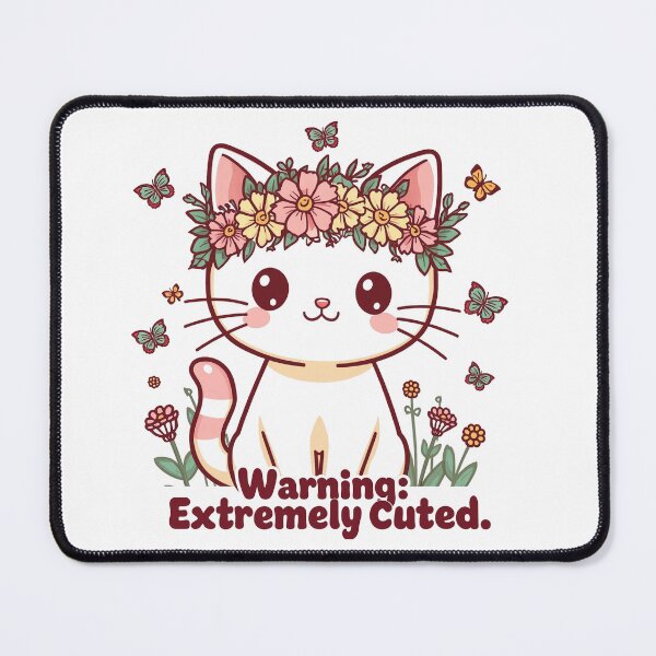 Item preview, Cottagecore Flower Crown Cat | Cute Kawaii Kitten with Wildflowers & Butterflies designed and sold by MurkCraft.