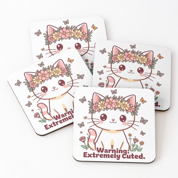 Item preview, Cottagecore Flower Crown Cat | Cute Kawaii Kitten with Wildflowers & Butterflies designed and sold by MurkCraft.