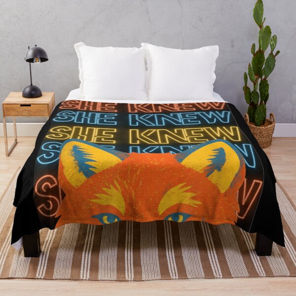 Item preview, She Knew Clever Neon Fox Funny Animal Humor Quote designed and sold by ObukiLantara.