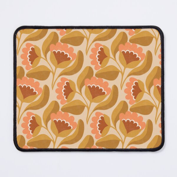 Item preview, Flowing Folk Floral Pattern in Cream & Mustard Yellow designed and sold by Illustrated by Nat.