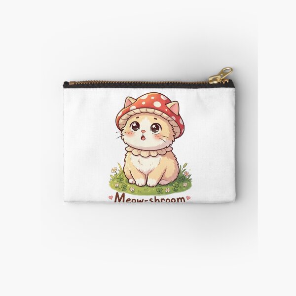 Item preview, Cute Chibi Cat in Mushroom Hat – Kawaii Forest Kitten Illustration designed and sold by MurkCraft.