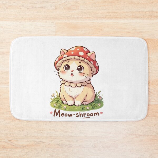 Item preview, Cute Chibi Cat in Mushroom Hat – Kawaii Forest Kitten Illustration designed and sold by MurkCraft.