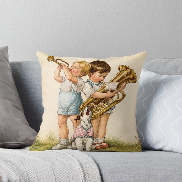 Item preview, Vintage illustration children playing brass instruments dog — nursery decor lovers designed and sold by RickE.