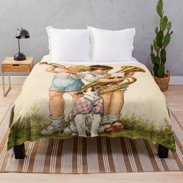Item preview, Vintage illustration children playing brass instruments dog — nursery decor lovers designed and sold by RickE.