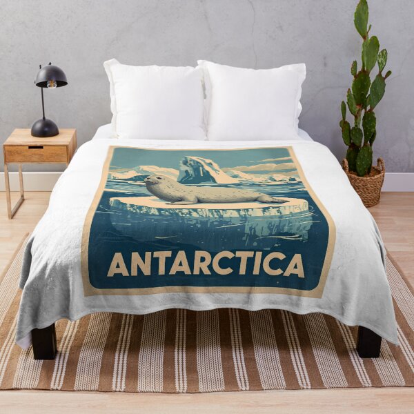 Item preview, Antarctic Wildlife Adventure Travel Poster - Retro Weddell Seal & Glacier designed and sold by The Design Trendz.