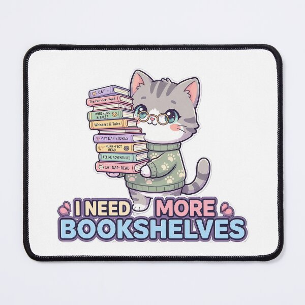 Item preview, Need More Bookshelves – Cute Book Lover Cat designed and sold by MurkCraft.