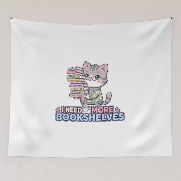 Item preview, Need More Bookshelves – Cute Book Lover Cat designed and sold by MurkCraft.