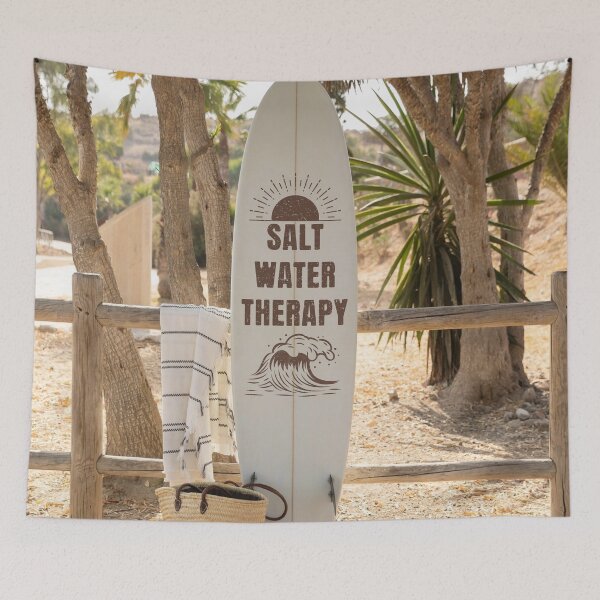 Item preview, Salt Water Therapy Surfboard Beach Aesthetic | Coastal Summer Wall Art designed and sold by NicolasMar.