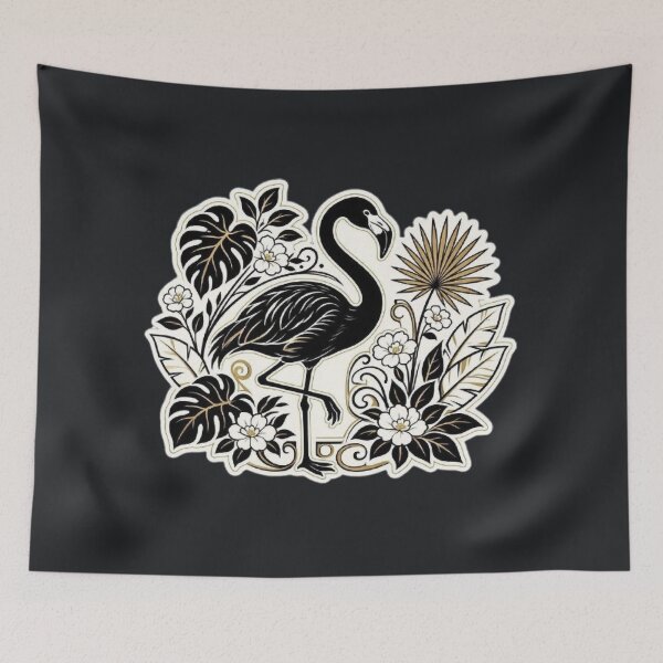 Item preview, Black Flamingo – Gothic Tropical Illustration designed and sold by Roberta Calabrese.