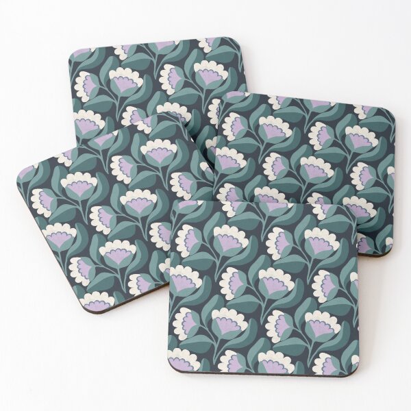 Item preview, Flowing Folk Floral Pattern in Navy Blue & Teal designed and sold by Illustrated by Nat.