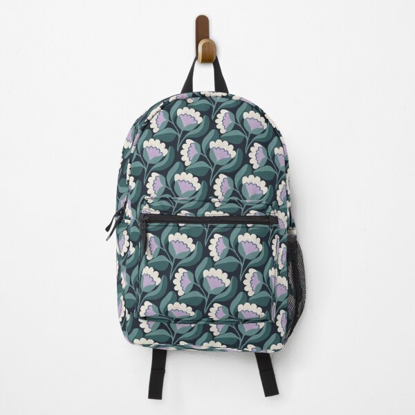 Item preview, Flowing Folk Floral Pattern in Navy Blue & Teal designed and sold by Illustrated by Nat.