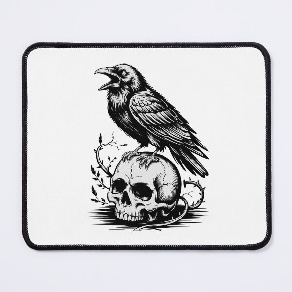 Item preview, Gothic Raven and Skull - Dark Traditional Tattoo Art designed and sold by Raloel Art.