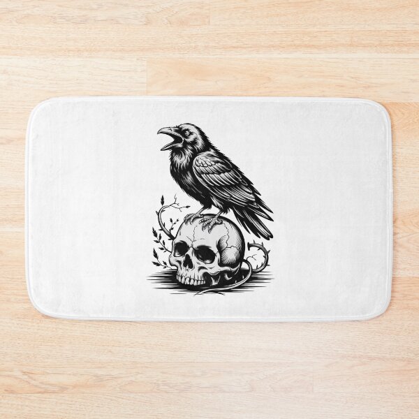 Item preview, Gothic Raven and Skull - Dark Traditional Tattoo Art designed and sold by Raloel Art.